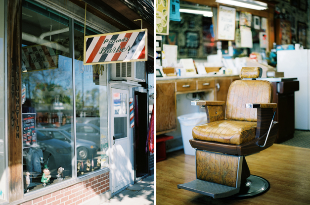 Penrod's Barber Shop chair and exterior