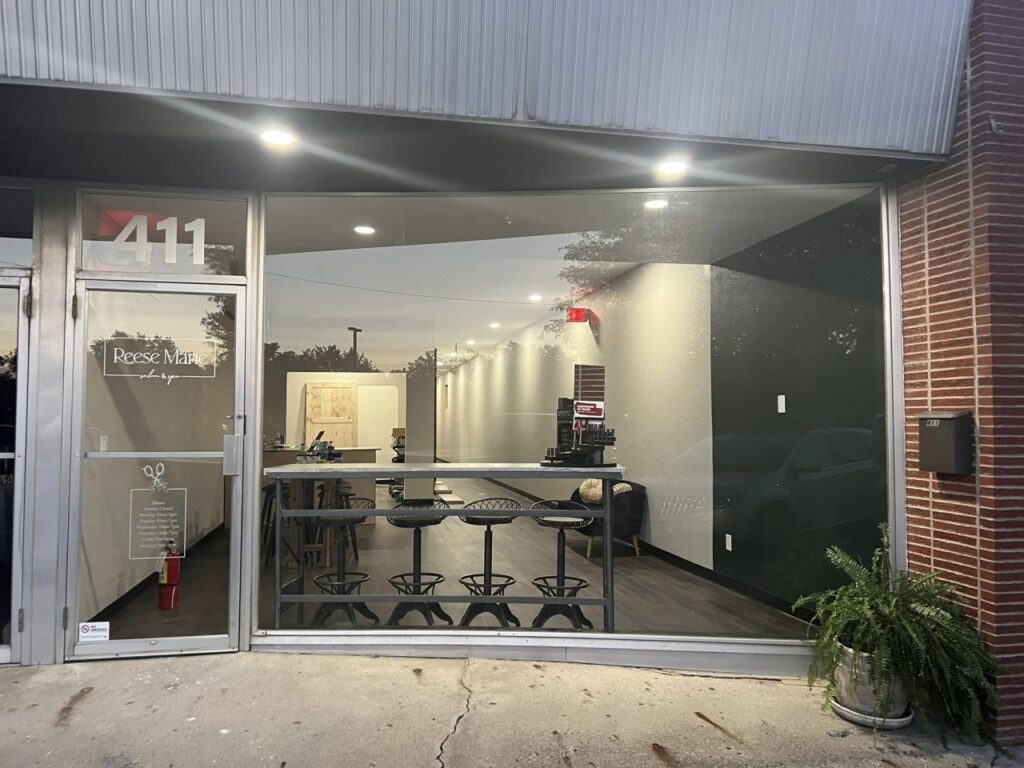 Reese Marie Salon storefront with stools