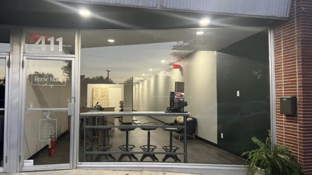 Reese Marie Salon storefront with stools