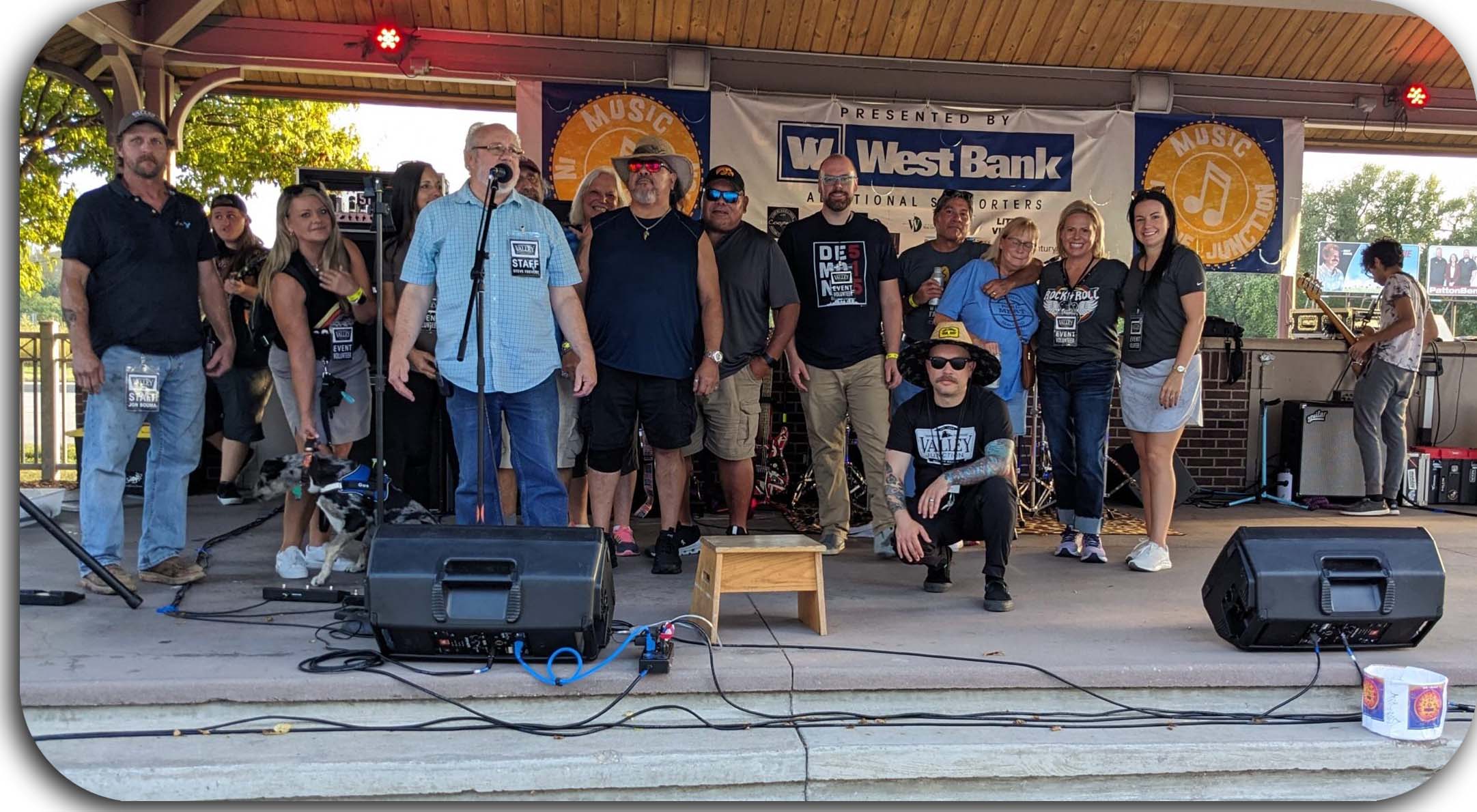 HVJF staff and volunteers on stage west bank music in the junction