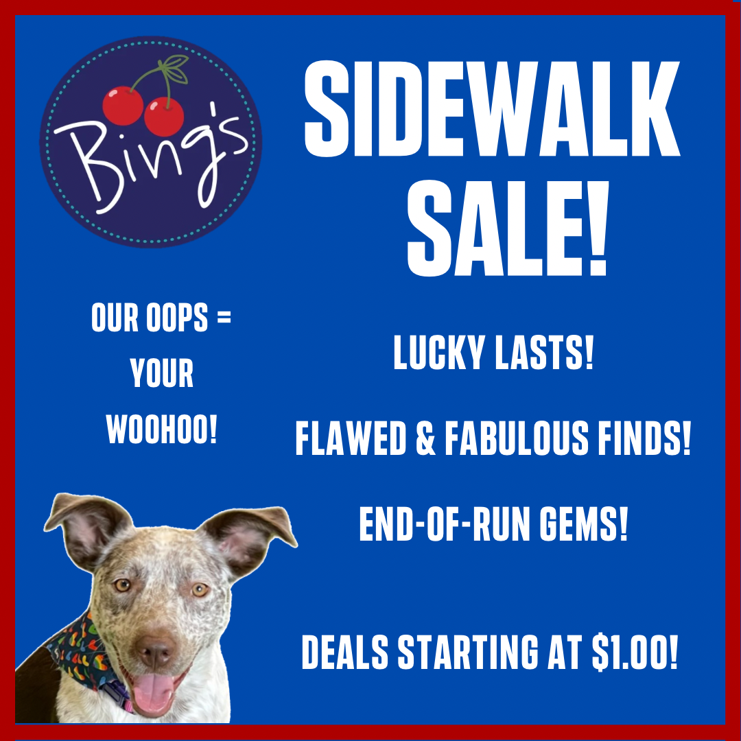 bing's sidewalk sale sale-a-bration! penny on blue background