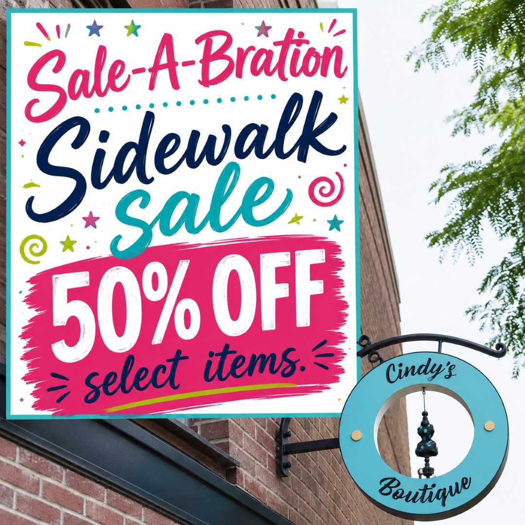 cindy's boutique sidewalk sale sale-a-bration ad